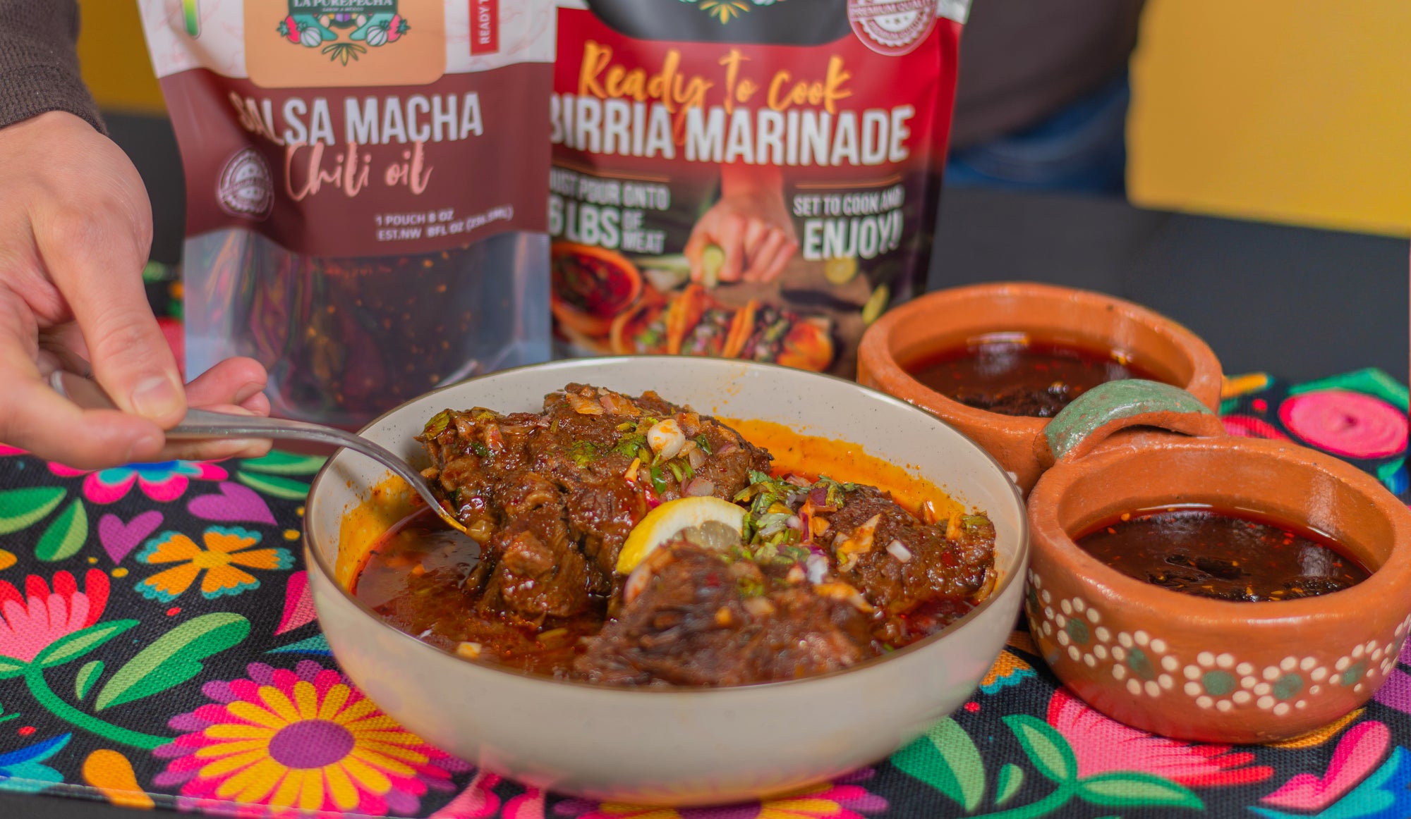 BIRRIA MARINADE + SALSA MACHA BUNDLE READY-TO-USE (4 – 8 OZ. POUCHES)